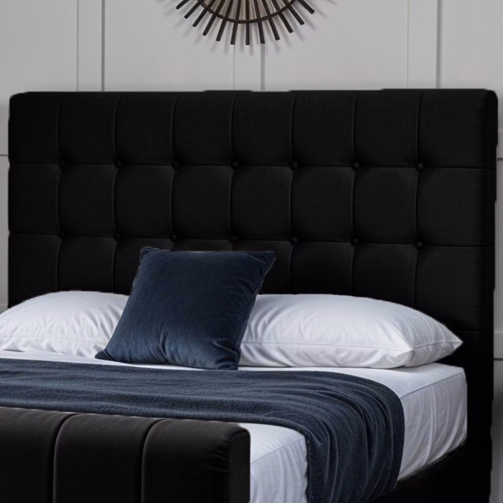 UK Bed Furniture Orlando Modern Upholstered Bed in Black, W/D/H: 200 x 200 cm – 2