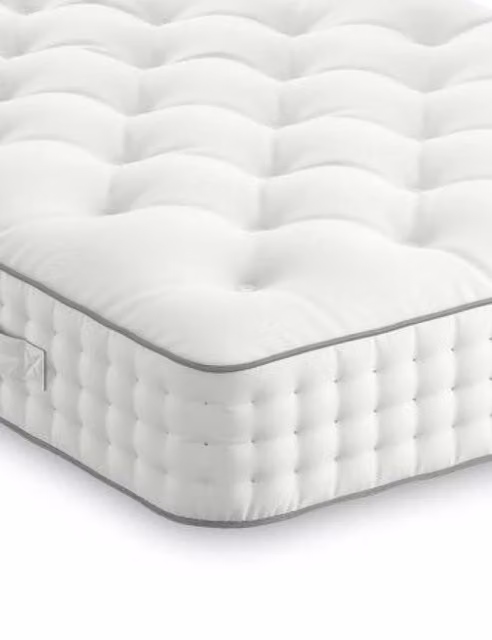 M&S Antibacterial Wool Pocket Spring Mattress, White, W: 90 cm, D: 190 cm