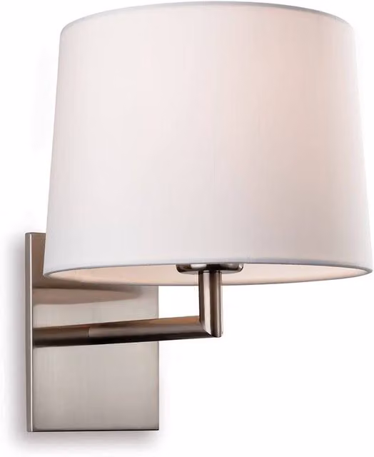 Firstlight Grand Single Indoor Wall Light with Cream Fabric Cone Shade and Brushed Steel Finish, E27