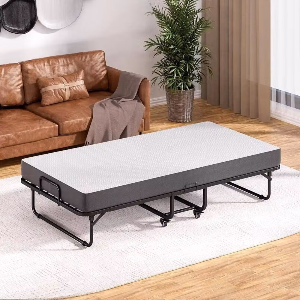 Ventryn Portable Fold Up Rollaway Guest Bed with 10cm Memory Foam in White, W/D/H: 80 x 190 cm – 3