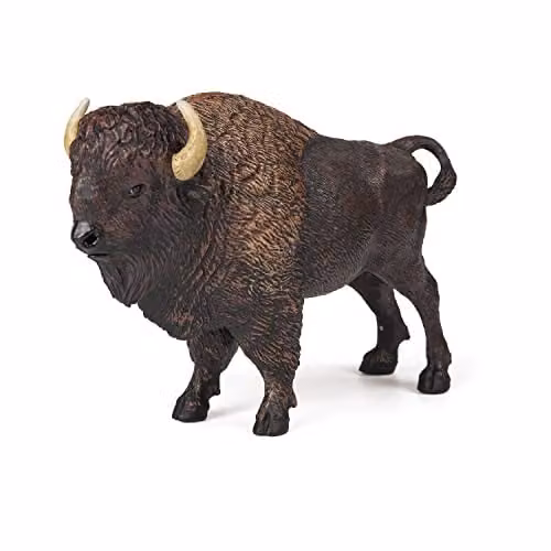 Papo Wild Life Collection American Bison Figurine, Brown Plastic Animal Toy