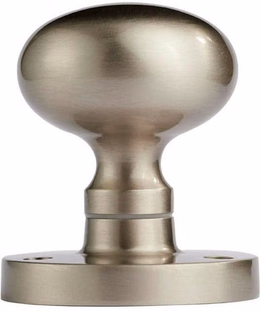 Loops Pair of Mushroom Mortice Door Knobs, Half Sprung, 52mm Diameter, Satin Nickel