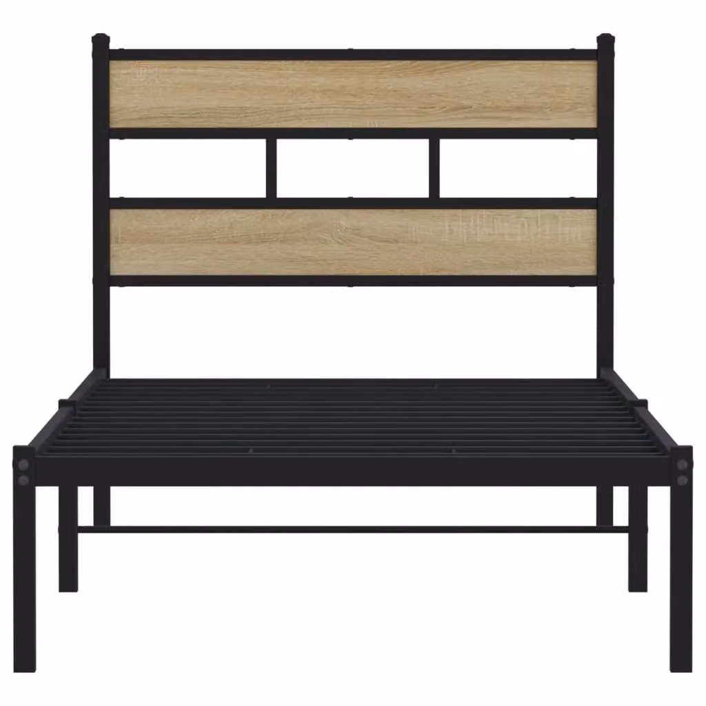 Berkfield Home Metal Bed Frame in Sonoma Oak Brown, W: 107 cm, L: 203 cm – 3