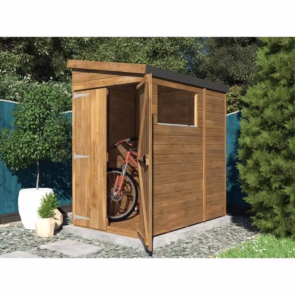 Dunster House Overlord Modular Brown Wooden Lean-to Garden Shed with Pent Roof and Window – 4