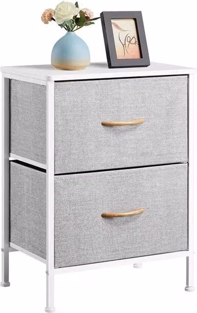 SPETLEK 2-Drawer Chest of Drawers Storage Cabinet with Metal Frame in Grey – 1