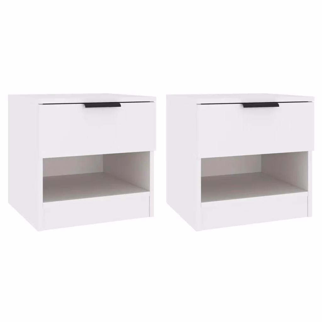 Berkfield Home Set of 2 White Engineered Wood Bedside Cabinets