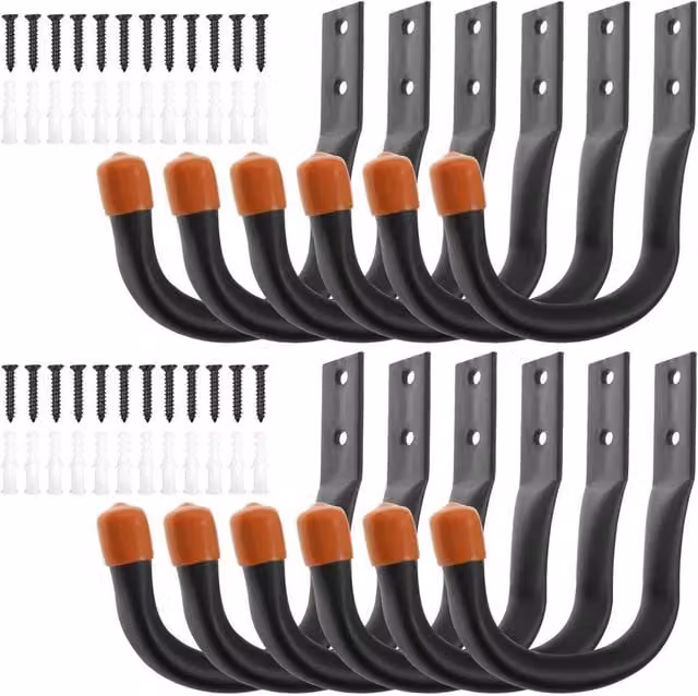 SPETLEK 12 Pack Black Metal Garage Wall Storage Hooks