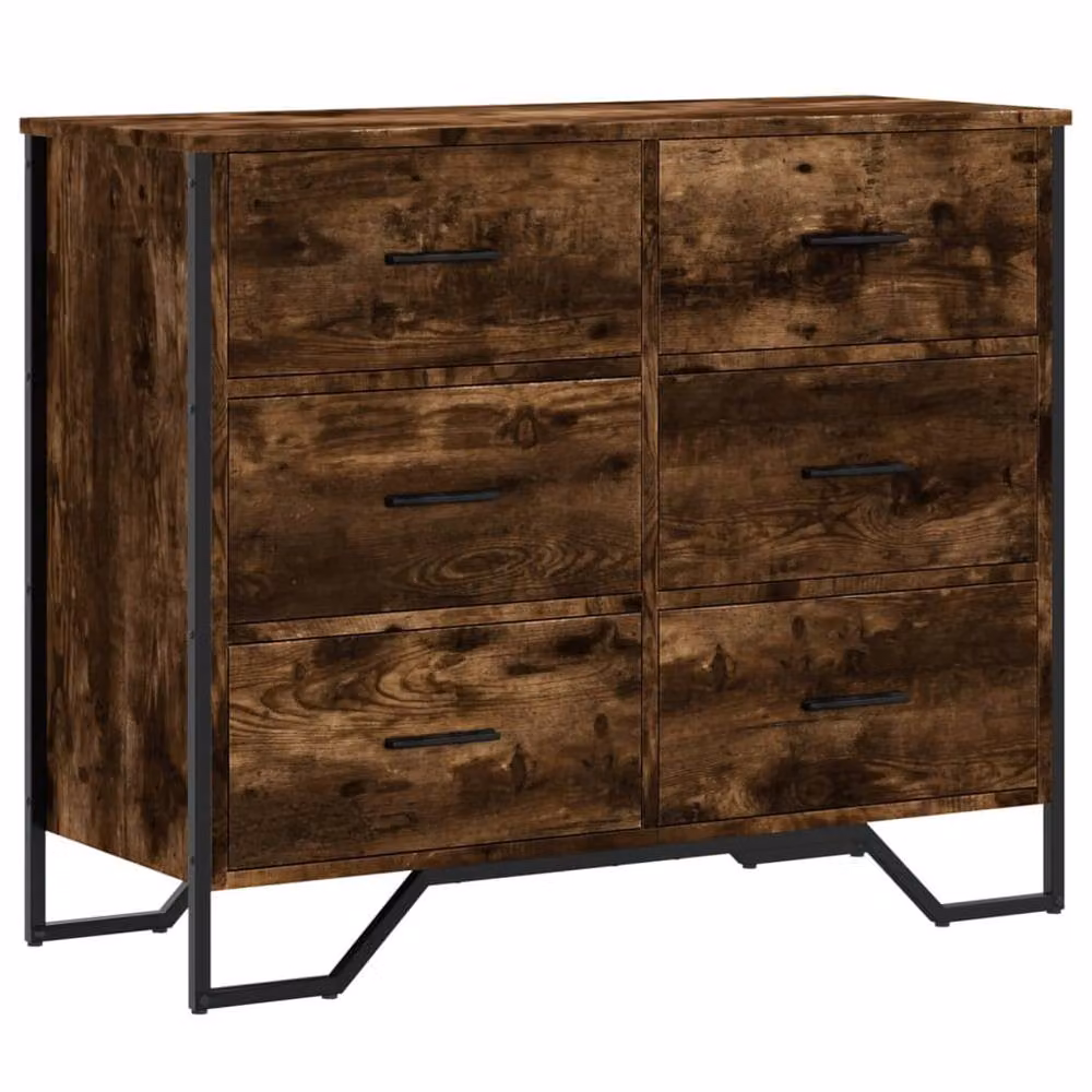 Berkfield Home Decorative Chest of Drawers in Smoked Oak Brown, W/D/H: 91 x 35.5 x 74.5 cm – 3