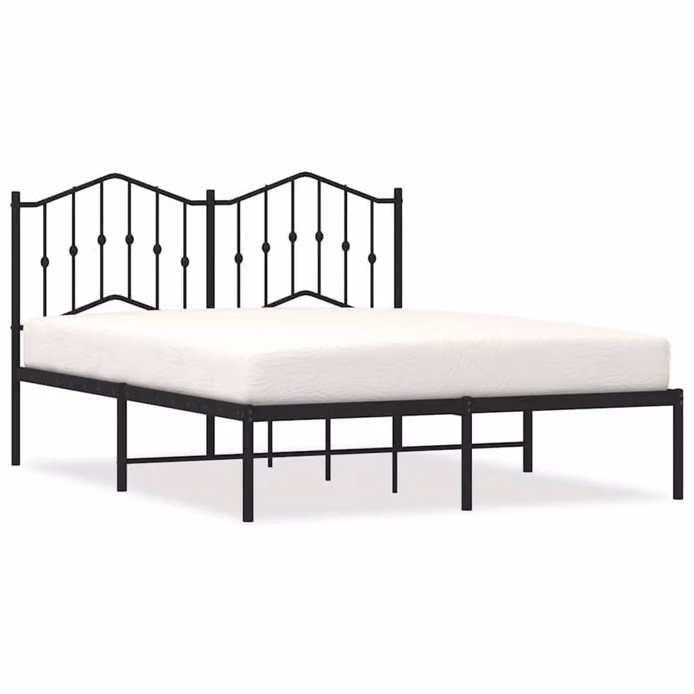 Berkfield Home Metal Bed Frame with Headboard in Black, W/D/H: 140 x 190 cm – 2