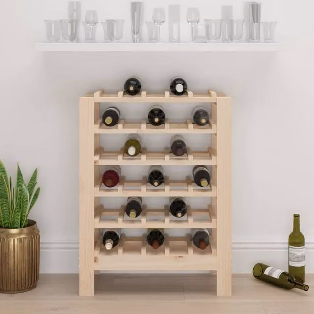 Berkfield Home Beautiful Wine Rack in Light Brown Solid Pine, W: 61.5 cm, D: 30 cm, H: 82 cm – 1