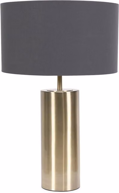 Lexy Dimmable Touch Table Lamp with Charcoal Fabric Drum Shade and Antique Brass Base including LED Bulb