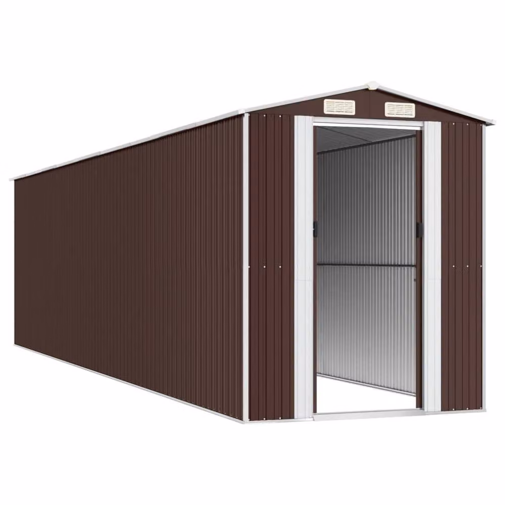 Berkfield Home Garden Shed in Dark Brown, Galvanised Steel, W/D/H: 192 x 772 x 223 cm – 4
