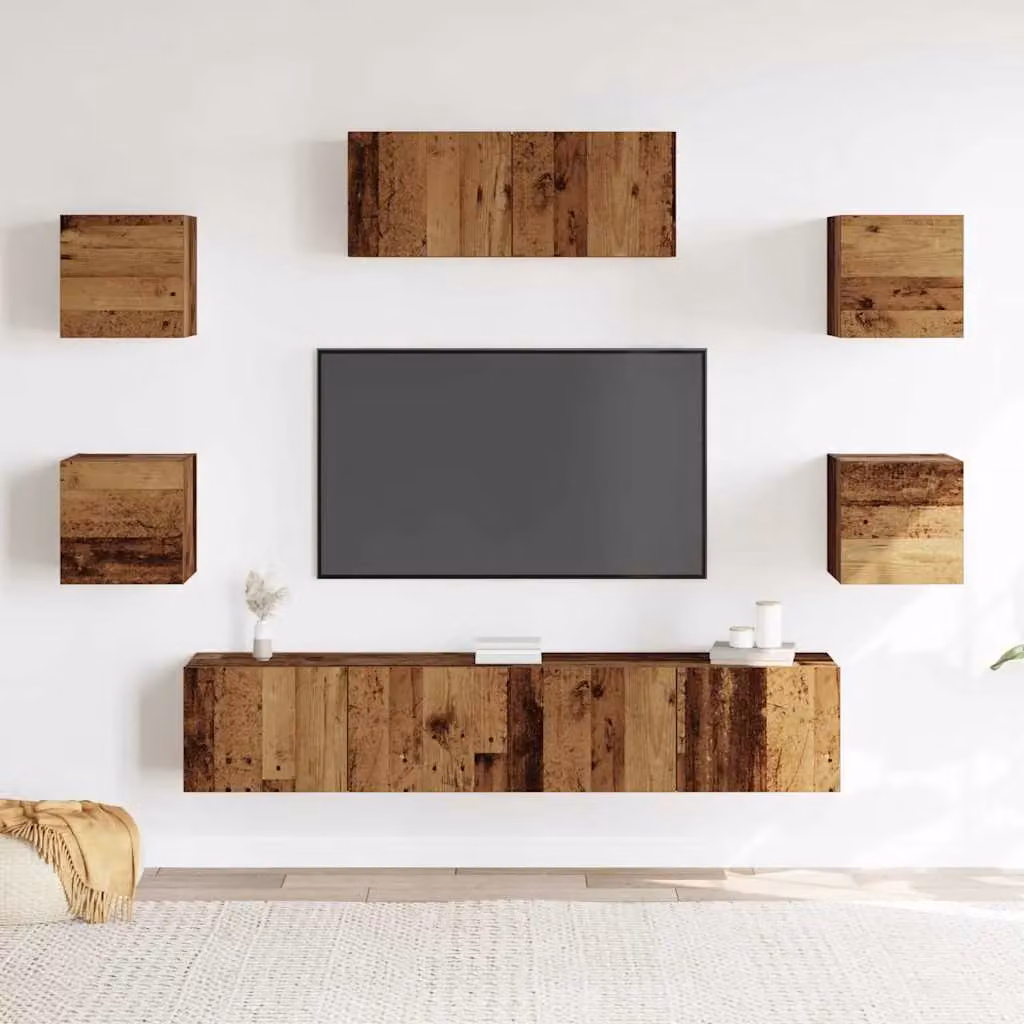 Berkfield Home 5 Piece Wall-mounted TV Cabinet Set in Brown Old Wood – 2