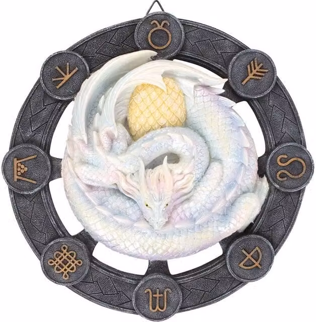 Anne Stokes Ostara Resin Dragon Wall Plaque in White – 1