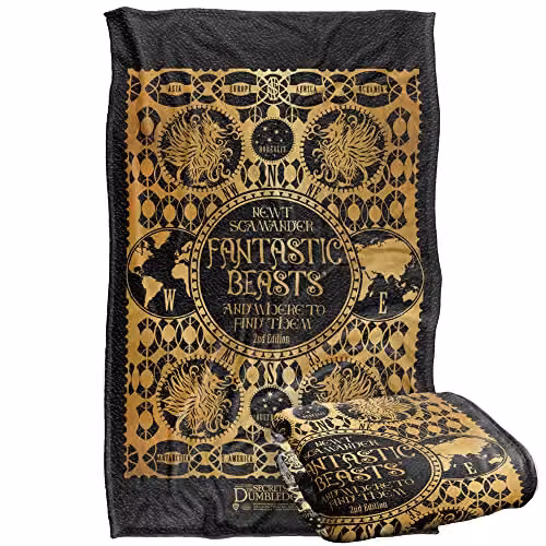 LOGOVISION Fantastic Beasts The Secrets Of Dumbledore Super Soft Silky Touch Throw Blanket, Multicolour, W: 91 cm, D: 147 cm