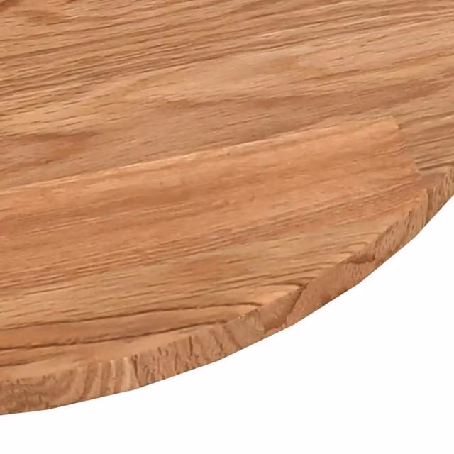 Berkfield Home Round Solid Wood Oak Table Top in Light Brown, Diameter: 80 cm, Thickness: 1.5 cm – 1