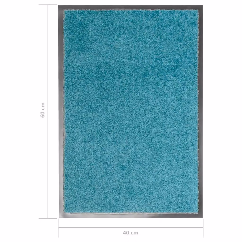 Berkfield Home Washable Non-Slip Doormat in Cyan and Black, W/D: 60 x 40 cm – 2