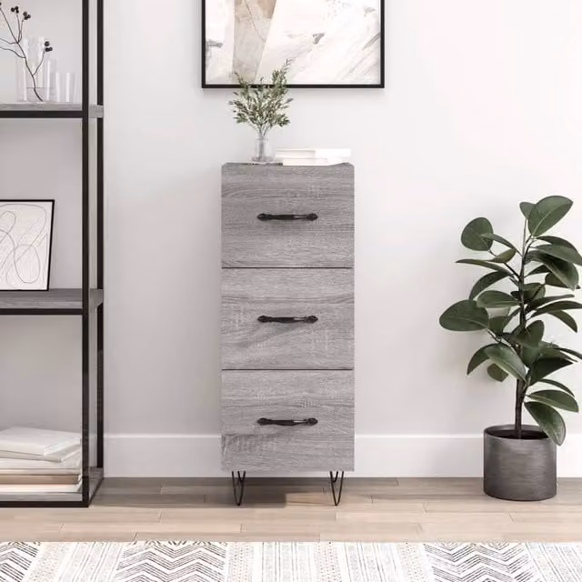 Berkfield Home Grey Sonoma Sideboard, W/D/H: 34.5 x 34.5 x 90 cm