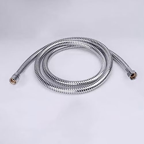 Nes Home Stainless Steel Reinforced Flexible Shower Hose in Silver and Chrome, Length: 1.5 m