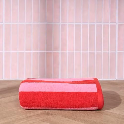 OHS Pink Striped 100% Cotton Terry Bath Towel, W: 70 cm, L: 115 cm – 1