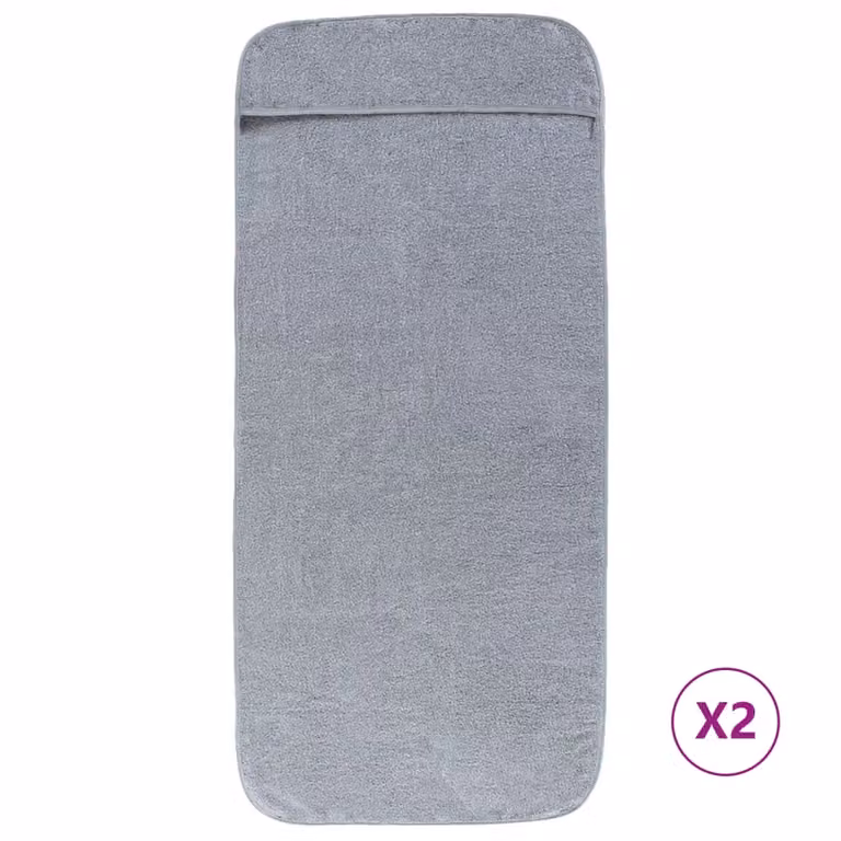 Berkfield Home 2-Piece Grey Quick-Drying Fluffy Beach Towel Set, W: 60 cm, D: 135 cm, 400 GSM
