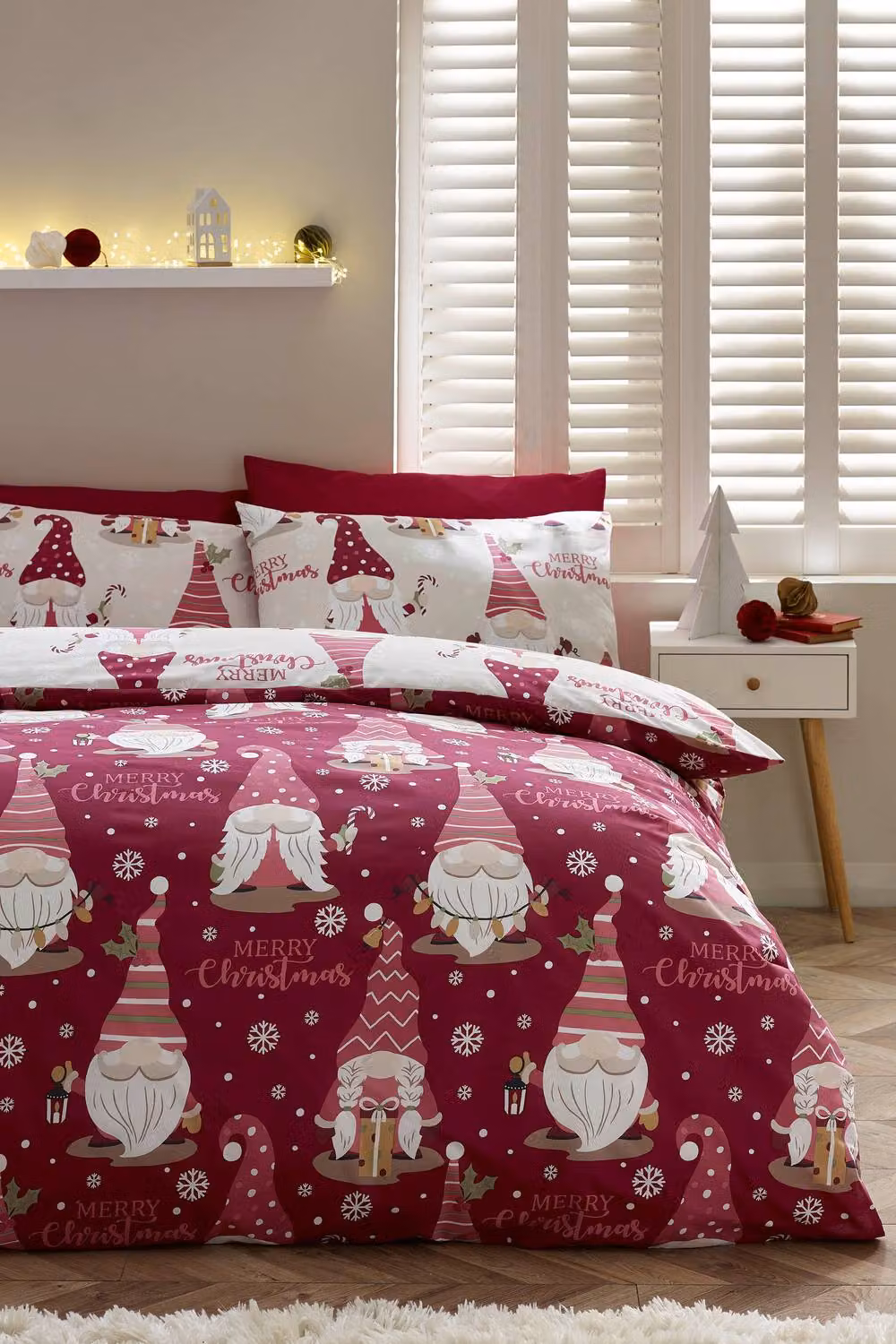 Catherine Lansfield Christmas Gonks Reversible Double Duvet Cover and Pillowcase Set in Purple, W/D/H: 200 x 200 cm – 4