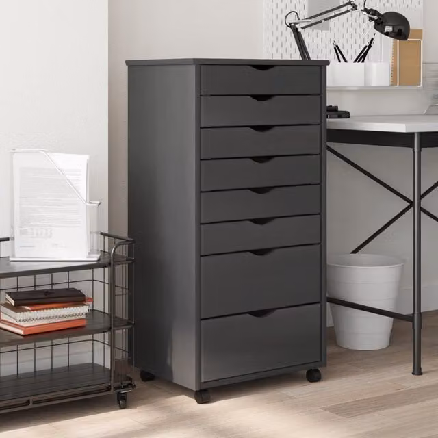 Berkfield Home Rolling Cabinet with Drawers in Moss Grey Solid Pine Wood – 1