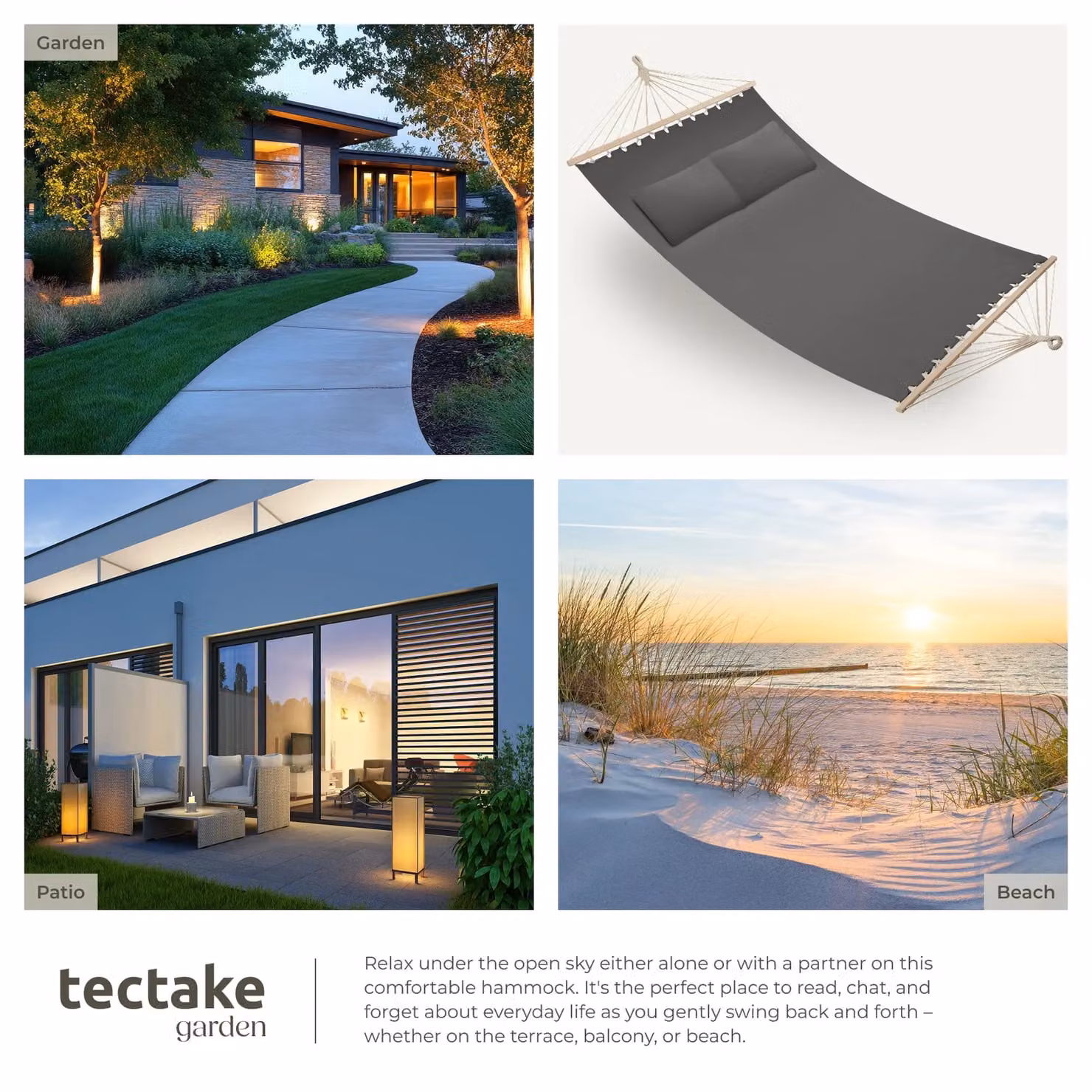 tectake Hammock Eden 2 Seater with Spreader Bars in Dark Grey – 5