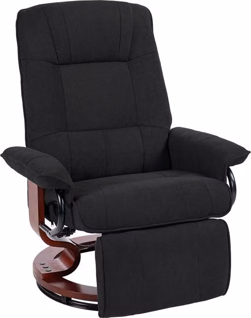 HOMCOM Black Fabric Reclining Swivel Chair with Footrest and Armrests