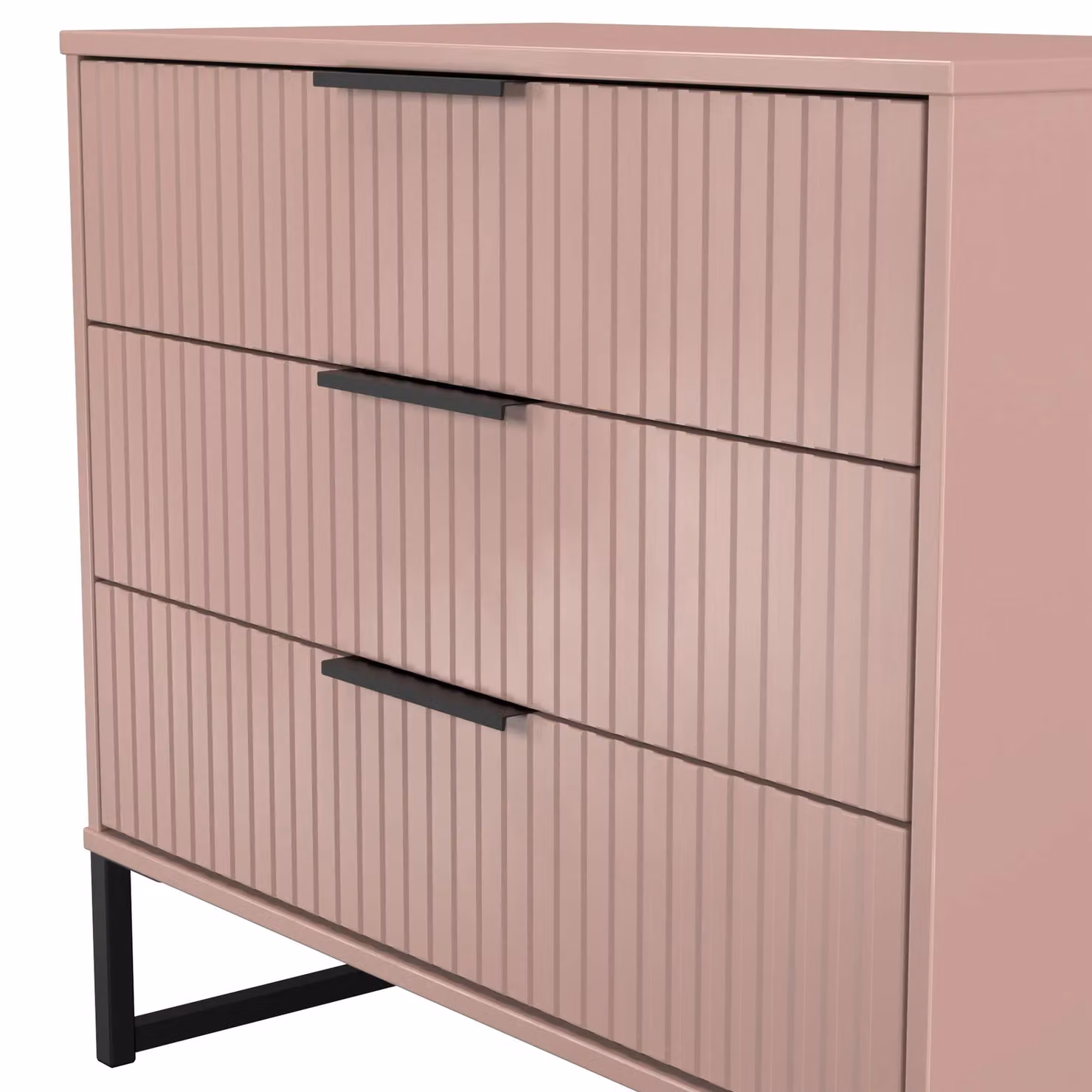 2 U Menai 3 Drawer Chest in Dusty Pink and Black with Geometric Metal Design – 4