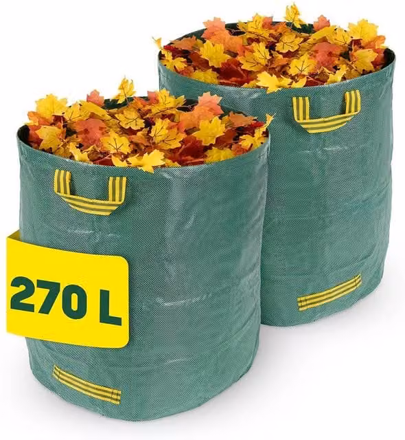LIVIVO 2 Pack Heavy Duty Reusable Garden Waste Bags in Green, 270L Capacity – 1