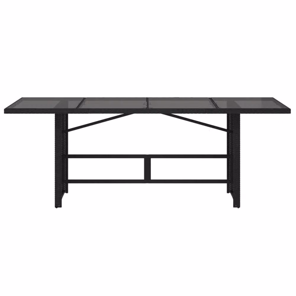 Berkfield Home Extendable Rectangular Garden Table with Glass Top in Black, W/D/H: 190 x 80 x 75 cm – 4