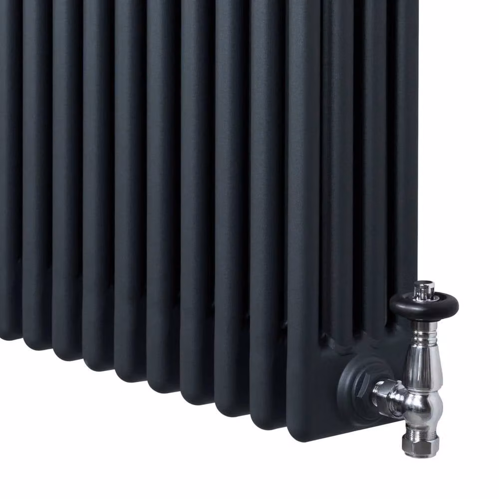 Monstershop Traditional 4 Column Steel Radiator with Integrated Valves, Anthracite Grey, H: 137.0 cm, W: 30.0 cm, D: 30.0 cm – 7