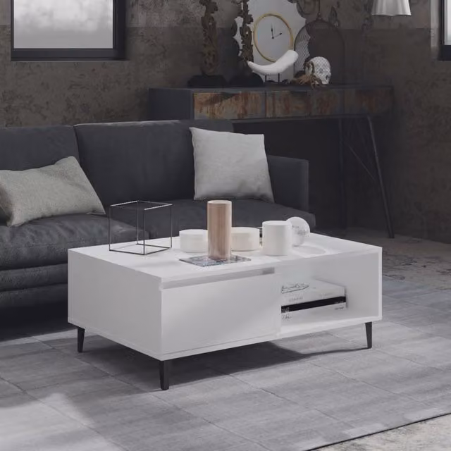 Berkfield Home Modern White Rectangular Coffee Table W/D/H: 90 x 60 x 35 cm – 1