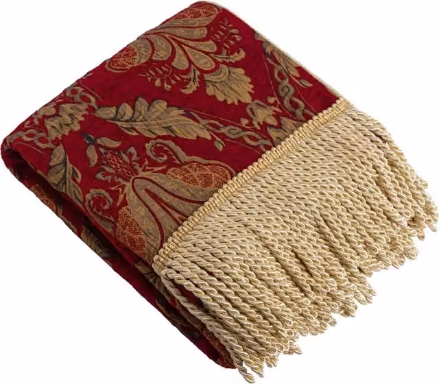 Shiraz Traditional Jacquard Throw with Fringes in Burgundy, Red, Blue and Gold