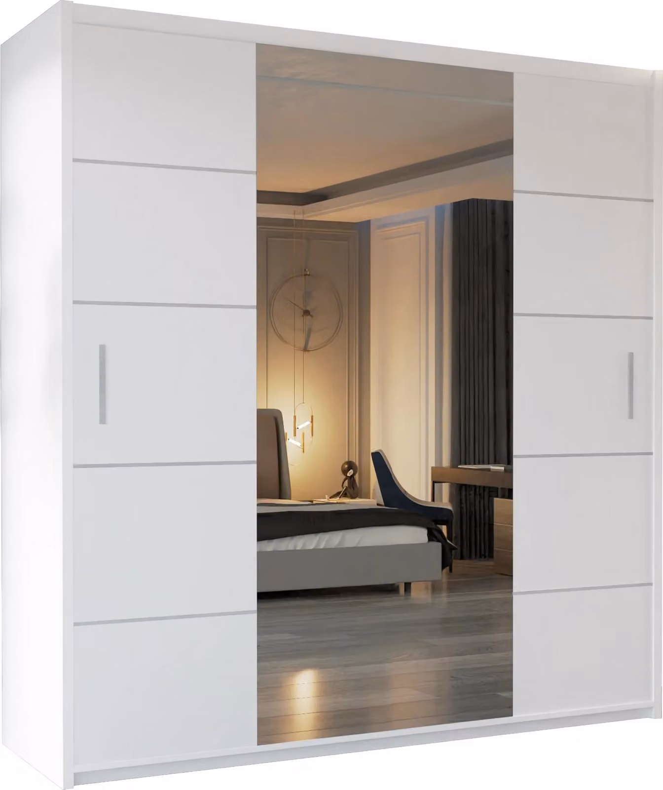 Sliding Wardrobes 4U Modern White Sliding Wardrobe with Integrated LED Lighting W: 180 cm, D: 62 cm, H: 217 cm – 2