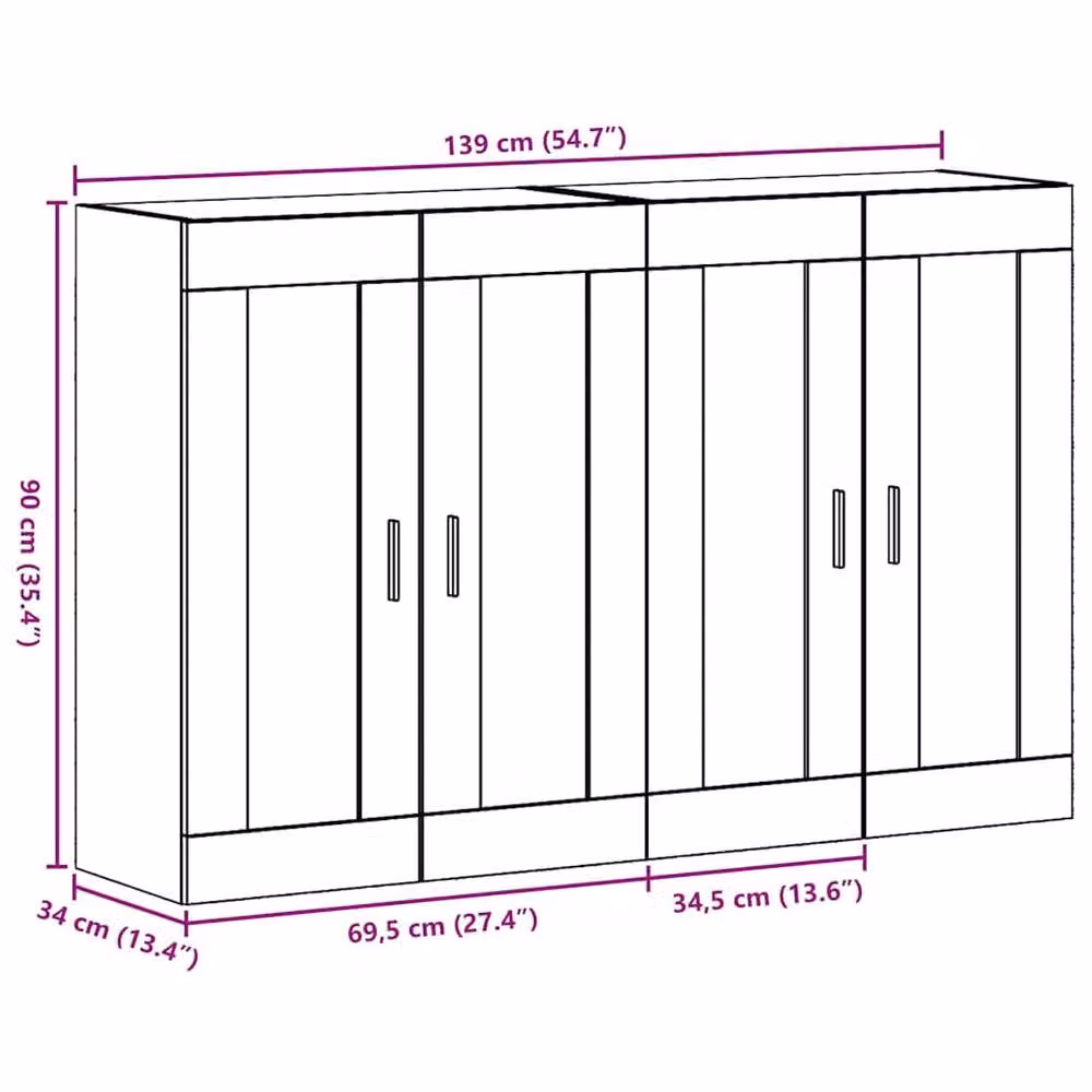 Berkfield Home Artisan Oak Wall Mounted Cabinets, 2 Piece Set in Brown, W: 69.5 cm, D: 34 cm, H: 90 cm – 3