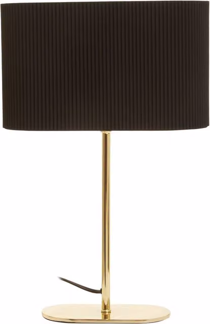 Premier Housewares Lilian LED Desk Lamp with Black Fabric Shade and Shiny Brass Metal Base, H 41 x W 11 x D 26 cm