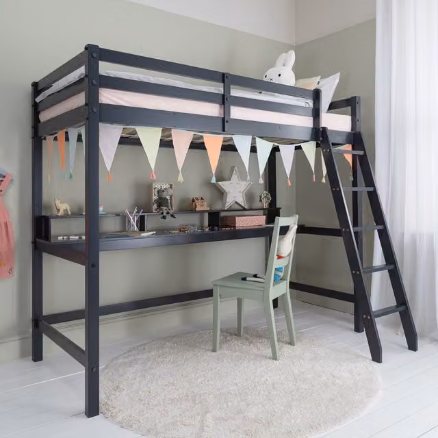 Noa and Nani Thomas High Sleeper with Thea Desk in Black