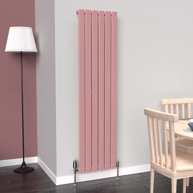 Lux Heat Flat Coloured Vertical Steel Radiator in Pink, H 160 cm x W 42 cm