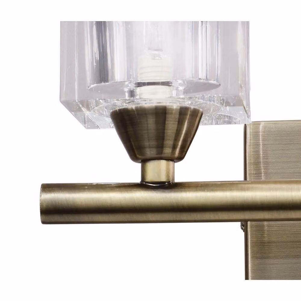 Netlighting Cuadrax Wall 2 Light G9 Modern Rectangular Wall Lamp in Antique Brass and Gold with Transparent Glass – 3