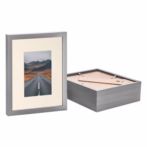 Nicola Spring Grey Rectangular Photo Frames with Glass, Pack of 5 – 1