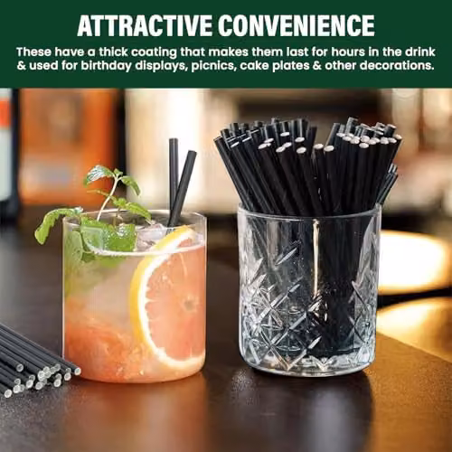 ECONX Black Paper Straws, 20.32 cm, Pack of 250 – 6