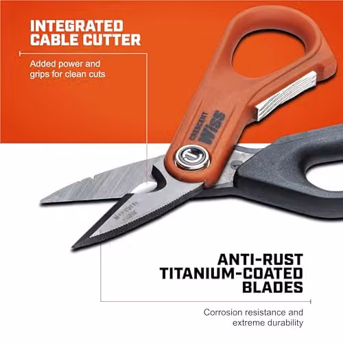 Crescent Wiss Electrician's Data Shears, Orange – 3