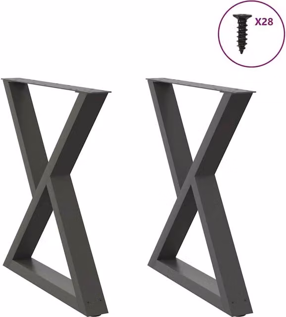Berkfield Home Dining Table Legs, 2 Piece Set, Anthracite Steel, Height: 80 cm