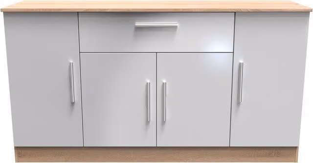 2 U Trent Ready Assembled 4 Door 1 Drawer Wide Unit in Matt Grey