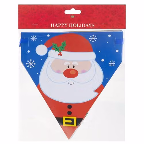 VFM e-Store Multicolour Christmas Paper Bunting with Santa, Snowman, Gingerbread, Bear and Penguin Designs, Length: 29.3 cm – 2