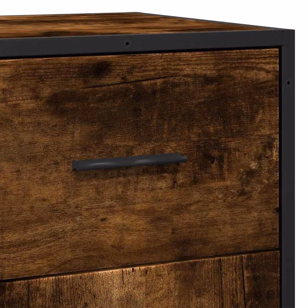 Berkfield Home Industrial Sideboard in Smoked Oak and Brown, W/D/H: 35.5 x 35 x 76 cm – 6