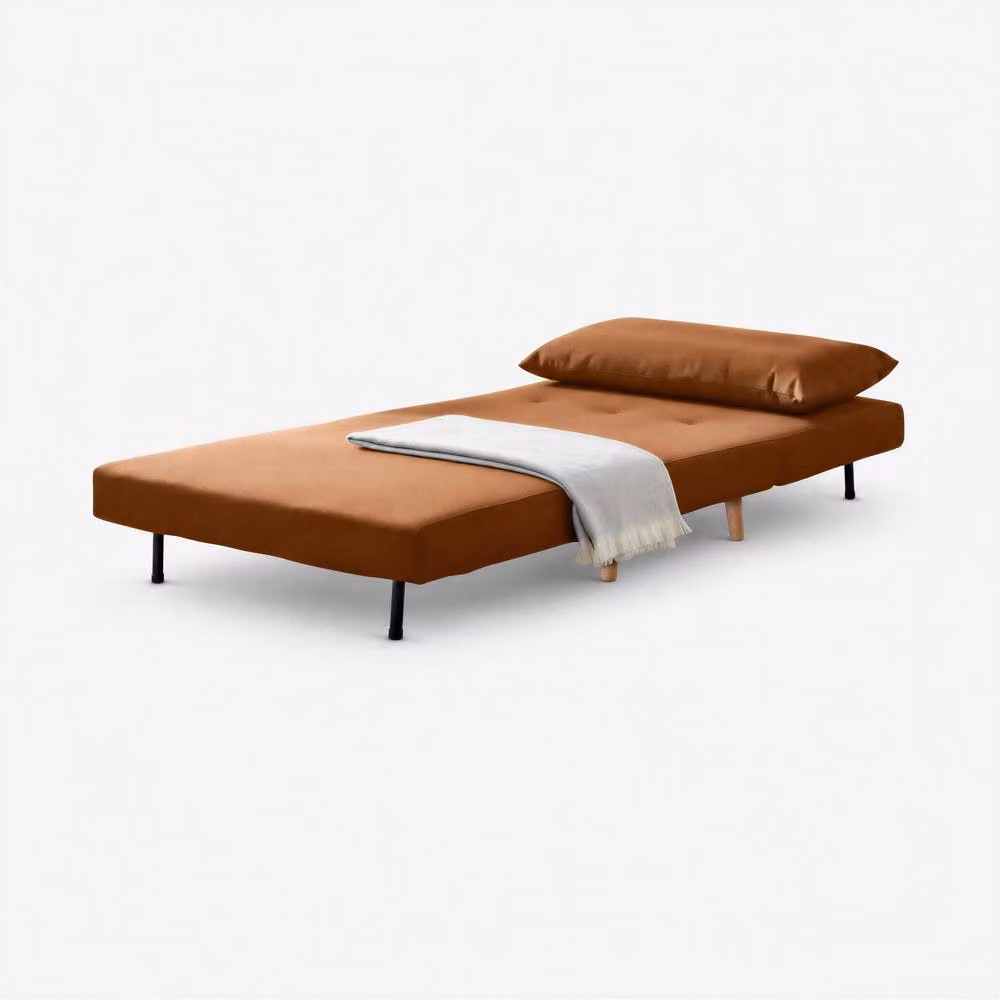 FurnitureboxUK Bobby Orange Velvet Single Folding Sofa Bed Chair – 2