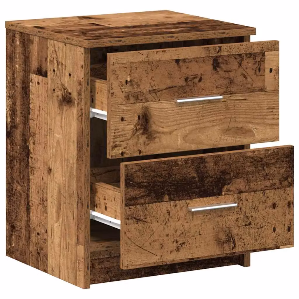 Berkfield Home Set of 2 Bedside Cabinets with 2 Drawers in Brown Old Wood, W/D/H: 40 x 36 x 50 cm – 4